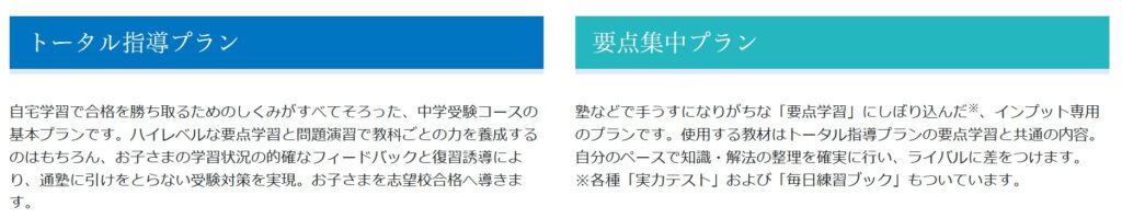 Z会中学受験コース　2種類のプラン