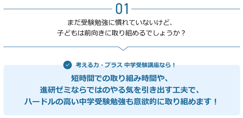 進研ゼミ 考える力・プラス 中学受験講座 教材の特長詳細