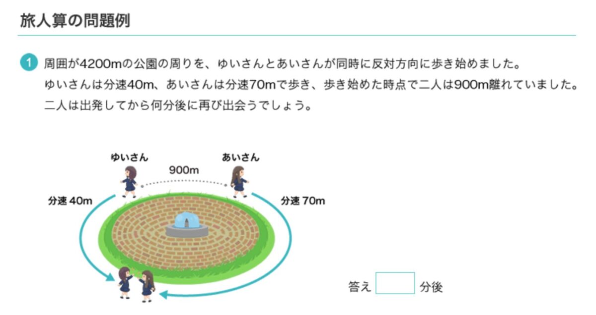 RISU算数　旅人算の問題例