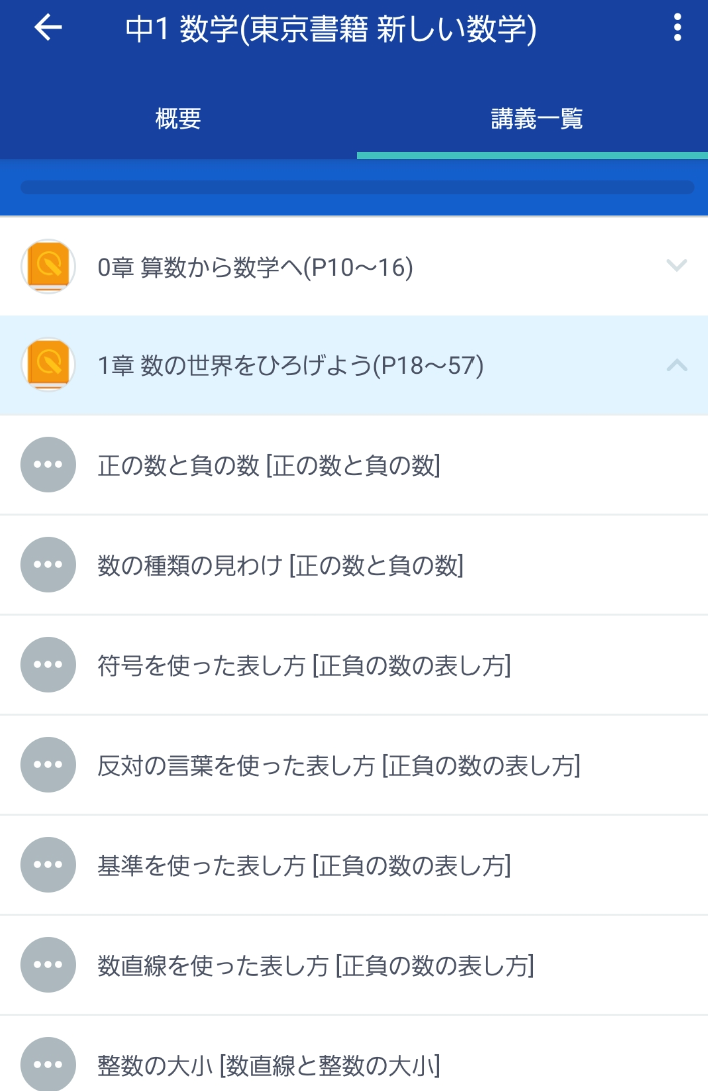 スタディサプリ中1数学：講義一覧