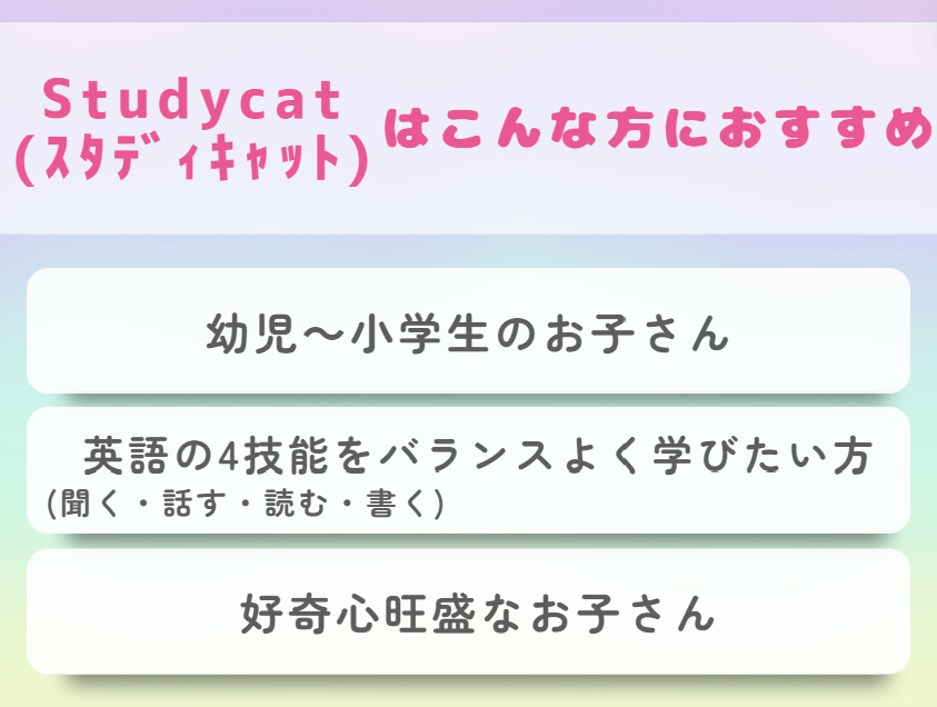 Studycatがおすすめの方